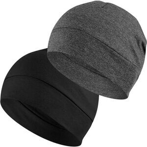 Mens Womens Cotton Skull Cap 2 Pack Beanie Sleep Hat Lightweight Helmet Liner